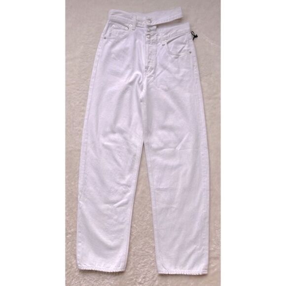 NWT AGOLDE Broken Waistband Ultra High Rise Straight Jean in Milkshake, Size 24 - Picture 14 of 16
